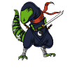 T-Rex Dinosaurier Ninja Krieger Samurai