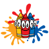 Bunte Stifte mit Farbklecksen