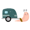 Snail with caravan camping