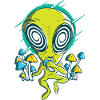 Alien with mushrooms hypnosis.