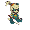 Scary voodoo doll with a knife for Halloween