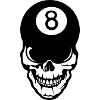 billiard ball head skull crane