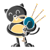 Scottish cat with bagpipe, scotland