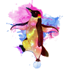 Peinture à l’aquarelle pingouin cosmique