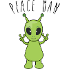Alien with peace man