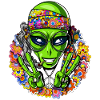 Lustiges Hippie-Alien-psychedelisches Friedenszeichen