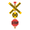 Railway crossing road sign