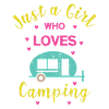Camping girl camper caravan campsite
