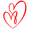 Entwined hearts - red