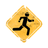 Grunge Runner Crossing Warning Sign
