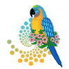 Perroquet avec des fleurs
