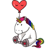 Einhorn mit Herzluftballon