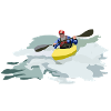 Kajakfahrer im Wildwasserwirbel