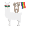 Lama LGBT rainbow sloth