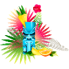 orange Blumentotem