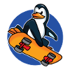 Cool penguin on a skateboard