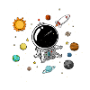 Little Astronaut in Space - Doodle