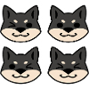 Four Black and Tan Shibas
