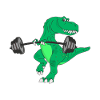 Weightlifting T Rex Dinosaur Doing Squats Gym