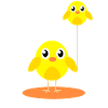 Chicks with balloons as chicks