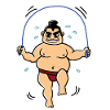 Sweating sumo - sumo wrestler jumping
