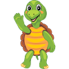 Funny cartoon turtle waving paw