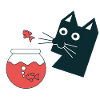 Chat avec poisson rouge