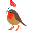 Rotkehlchen mit Mohnblume