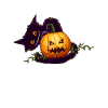Creepy cat with pumpkin