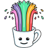 Süße Kaffee-Tasse mit Regenbogen