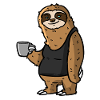 Sloth drinks coffee