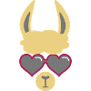 llama with heart glasses