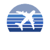 Retro Blue Airplane Silhouette