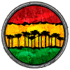 African sunset with reggae motif