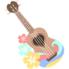 Brown-Herz-Ukulele mit Hibiscus-Blumen