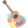 Brown-Wellenmusterukulele mit Hibiscusblumen