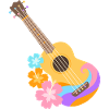 Fargerikt Ukulele Wave mønster med Hibiscus blomster