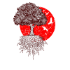 Japan art tree sun
