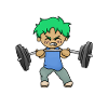 Chibi with muscles and dumbbell