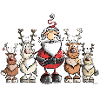 Weihnachtsmann unter Rentieren