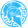 Symbole casque spartiate bleu