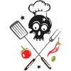Kochmütze Grillen Totenkopf Grillmeister
