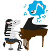 A zebra playing the piano