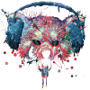 Creepy Halloween Red Panda with headphones