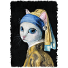 Katze mit Perlenohrring