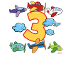 Birthday 3 years Airplane Three