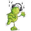 Frosch mit Kopfhörer