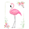 Flamingo with flowers framing