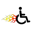 Wheelchair user with flames #