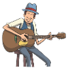 Acoustic Western guitarist with guitar
